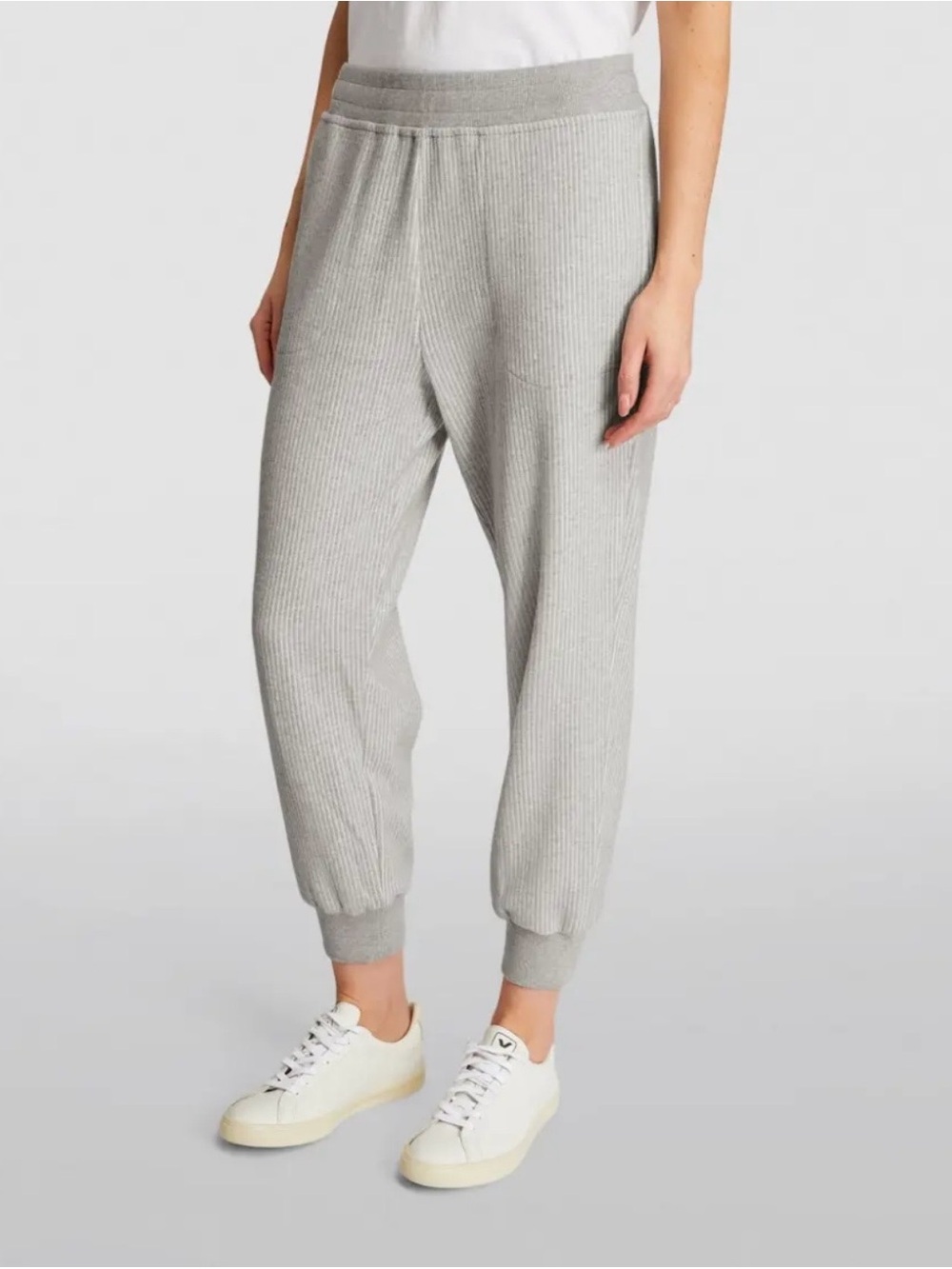 Varley Russell Ribbed Sweat Pants Women's Small Gray Marl Pockets Classic